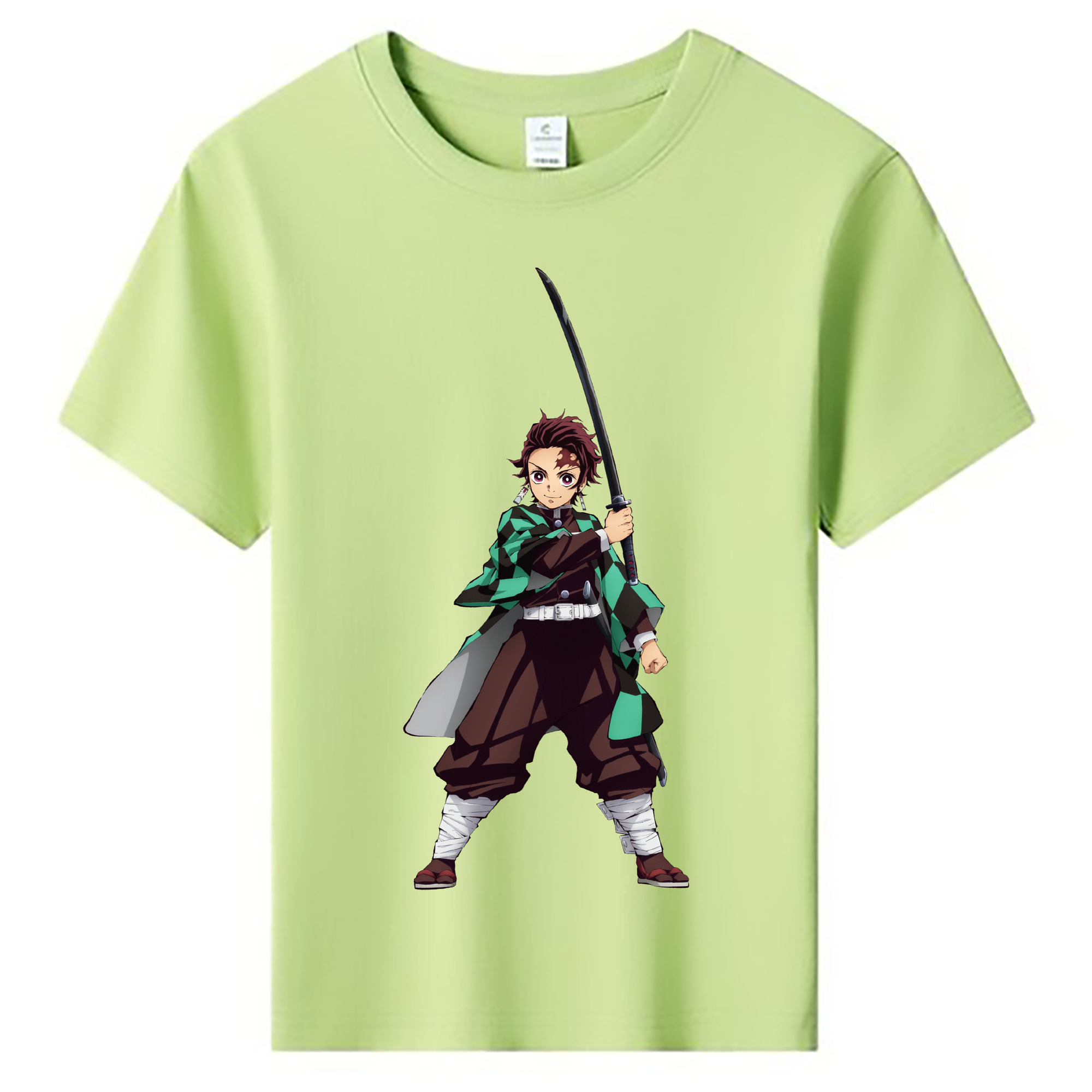 （画像用） 鬼滅の刃 竈門 炭治郎／かまど たんじろう Kamado Tanjirou 綿100％キッズTシャツ（フロントプリント）